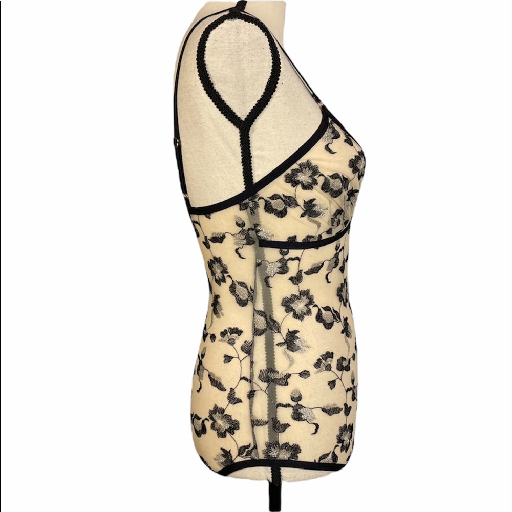 NWT INC International Concepts Sheer Mesh Metallic Floral Sexy Bodysuit Size S - Picture 12 of 16